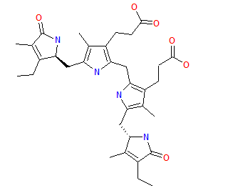 Urobilinogen molecule. Urobilinogen molecule.